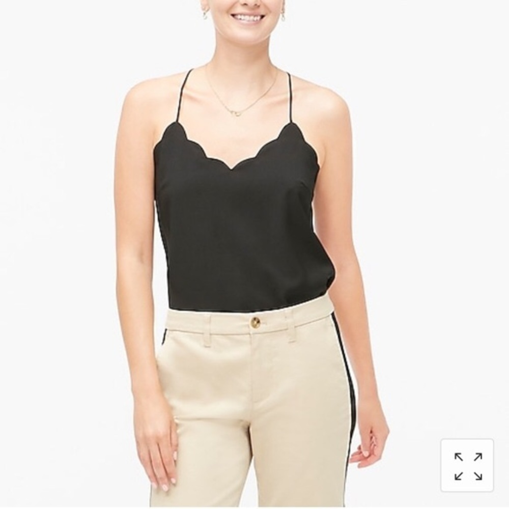 NWT J Crew Factory Black Scalloped Tank Top